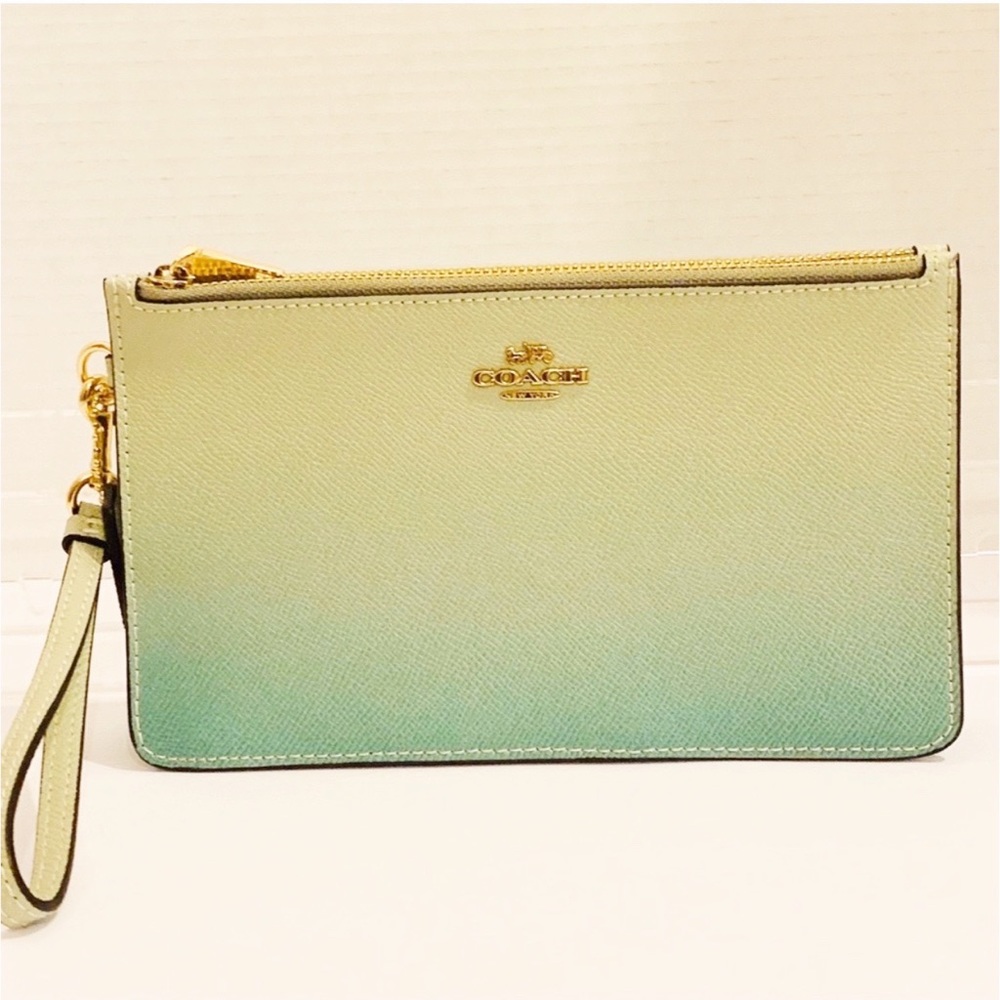Coach Crosby Clutch in Ombré. Green and Gold NWT